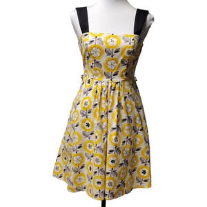 XOXO Floral Sundress 50's Housewife Retro Butter Yellow‎ Rockabilly Pin Up SZ 3